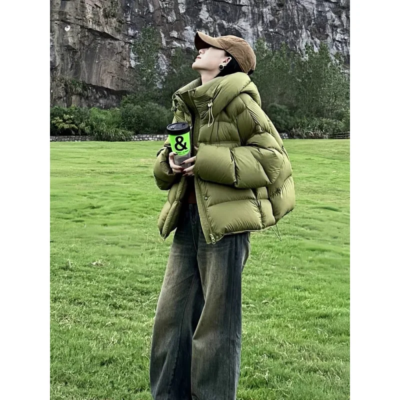 

Женское хлопковое зимнее пальто Thiened Bread Sle, корейская версия, вязаный хлопковый пуховик с капюшоном Lime een, 2025 г.