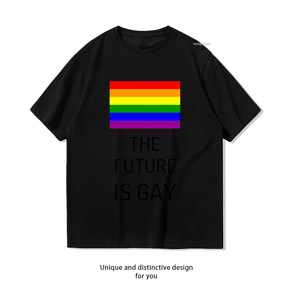 THE FUTURE IS GAY LGBT PRIDE FLAG T-Shirt woman man summer cotton graphic t shirts Adult streetwear camisetas tee Short-sleev