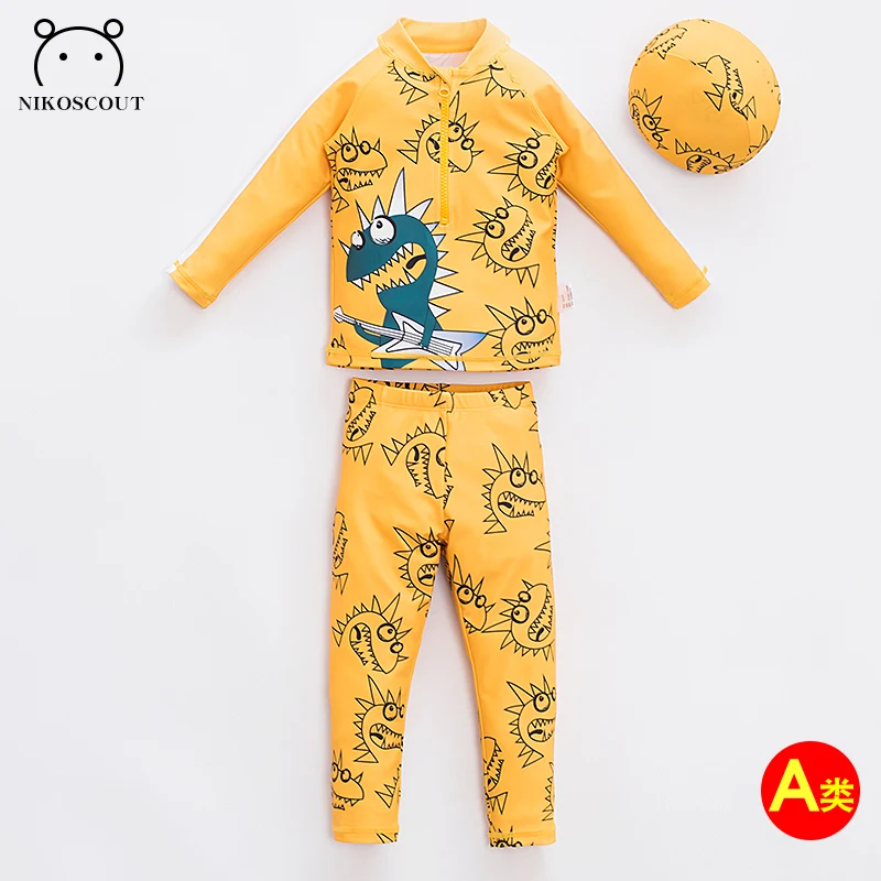 Swimsuit 2024 New Style Boys Split Long-Sleeved Medium and Large Kidsren's Boys' Swimsuit Long Pants Sun Protection Quick-Drying Kidsren's Swimsuit