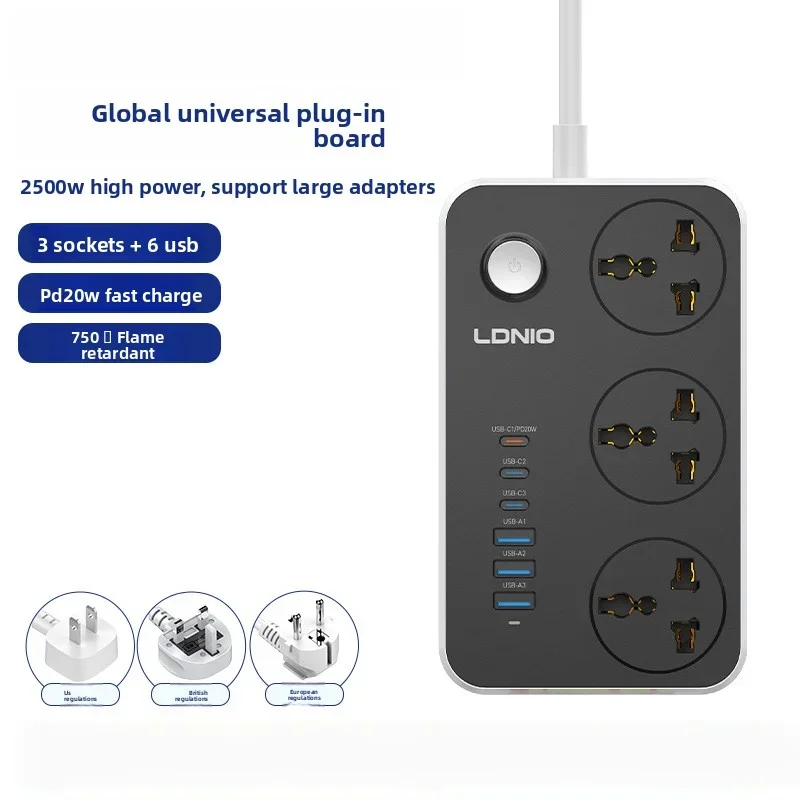 Global Universal Usb+Type-C Multi Hole Socket For Home And Office Multi-Functional Universal Plug Conversion Multi Hole Socket
