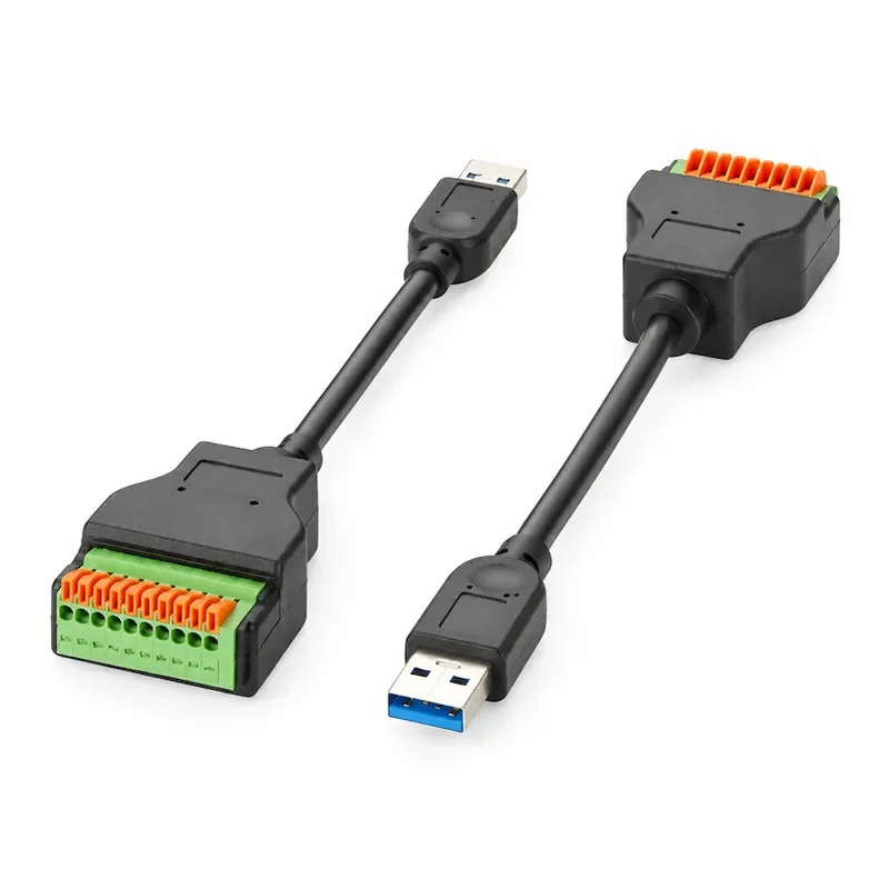 USB 3.0 to 10 Pin Spring Crimp Terminal Block Connector Cable Type A Male to Quick Connect Solderless Terminal Breakout Board