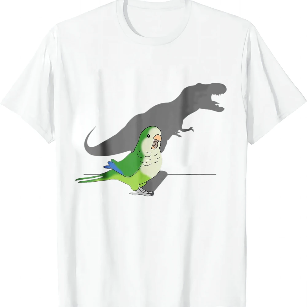 T-rex Green Monk Parakeet, Funny Birb Memes Screaming Parrot T-Shirt Funny Gifts for Men Casual Printed T-shirt