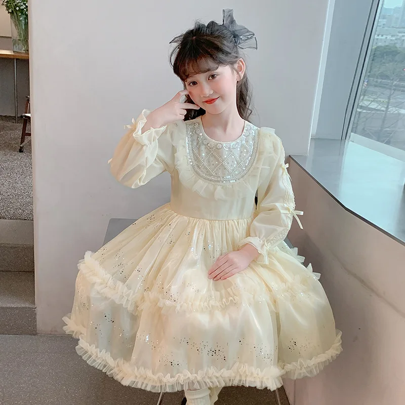 

Платье для девочек весна-осень 2026: Новое платье принцессы, детская пышная юбка, сетчатое платье на день рождения, фатиновая юбка