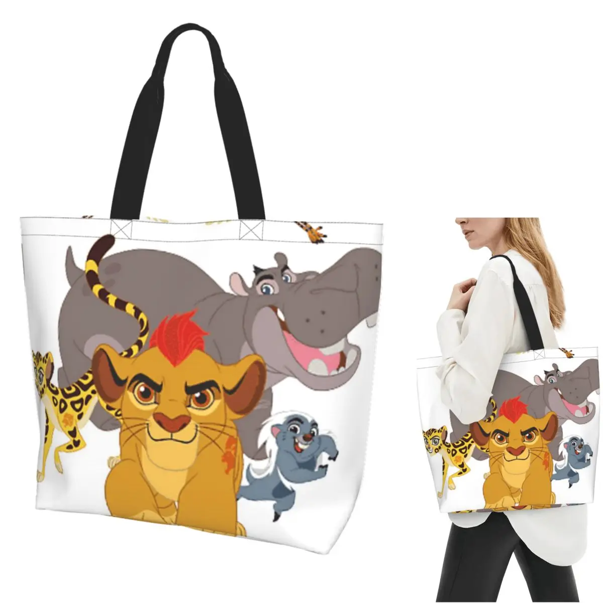 

Сумка-тоут для покупок Lion Guard, парусиновая сумка на плечо большой вместимости, продуктовая сумка для покупок для женщин