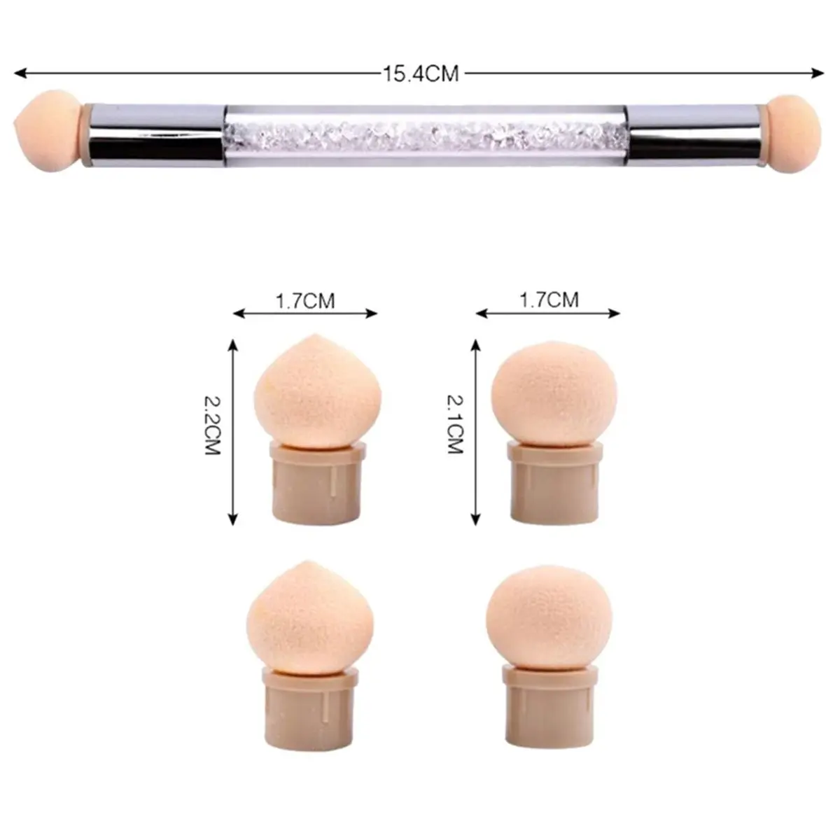 Multi-use Gear Nail Design Brush Set for Beginners, Nail Art Sponge with 4 Replacement Heads and 3 Gradient Ombre Brushes