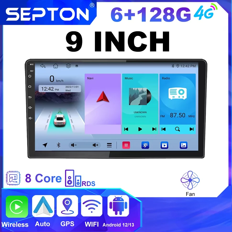 

SEPTON 9'' Android 2Din Car Radio Universal Vehicle Multimedia Player GPS Carplay for Volkswagen Nissan Hyundai Kia Toyota CR-V