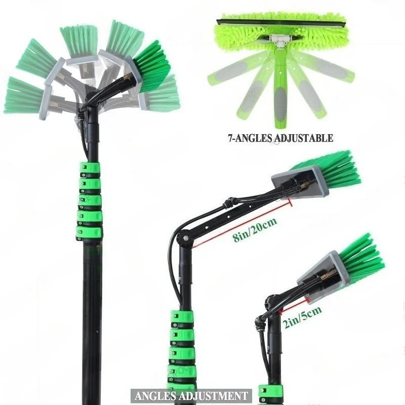 Telescopic Extension Water Fed Pole Cleaning Brush Kit, 30/36/42FT for Window and Solar Photovoltaic Panel Washing