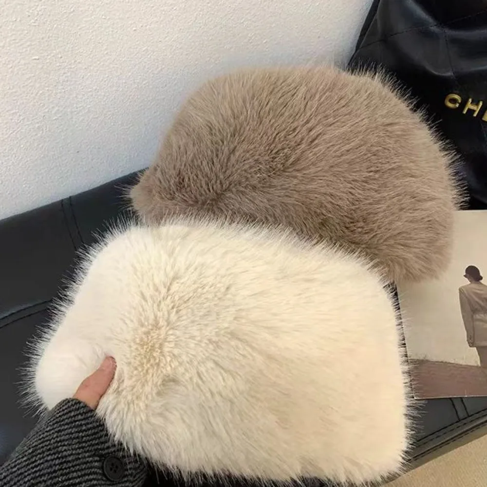 موضة الدافئة رقيق الفراء قبعة بحافة يندبروف يوم ثلجي بنما غطاء تغليف غطاء رأس سدادات حماية الأذن قبعة الشتاء هدايا عيد الميلاد #5