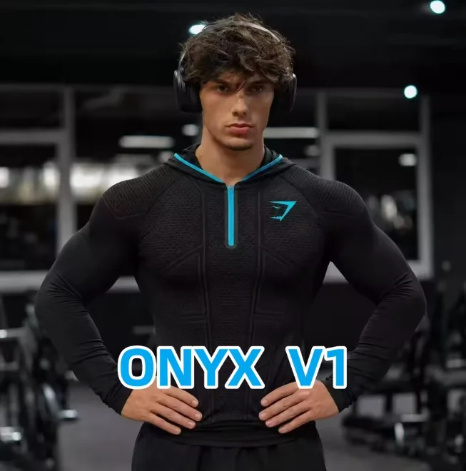 2026GYMSHARK ONYX V5 Hoodie,GYMSHARK ONYX V1 HoodieFitness Clothing, Fitness Exercise Muscle Strength Tight Hoodie Shapewear Top