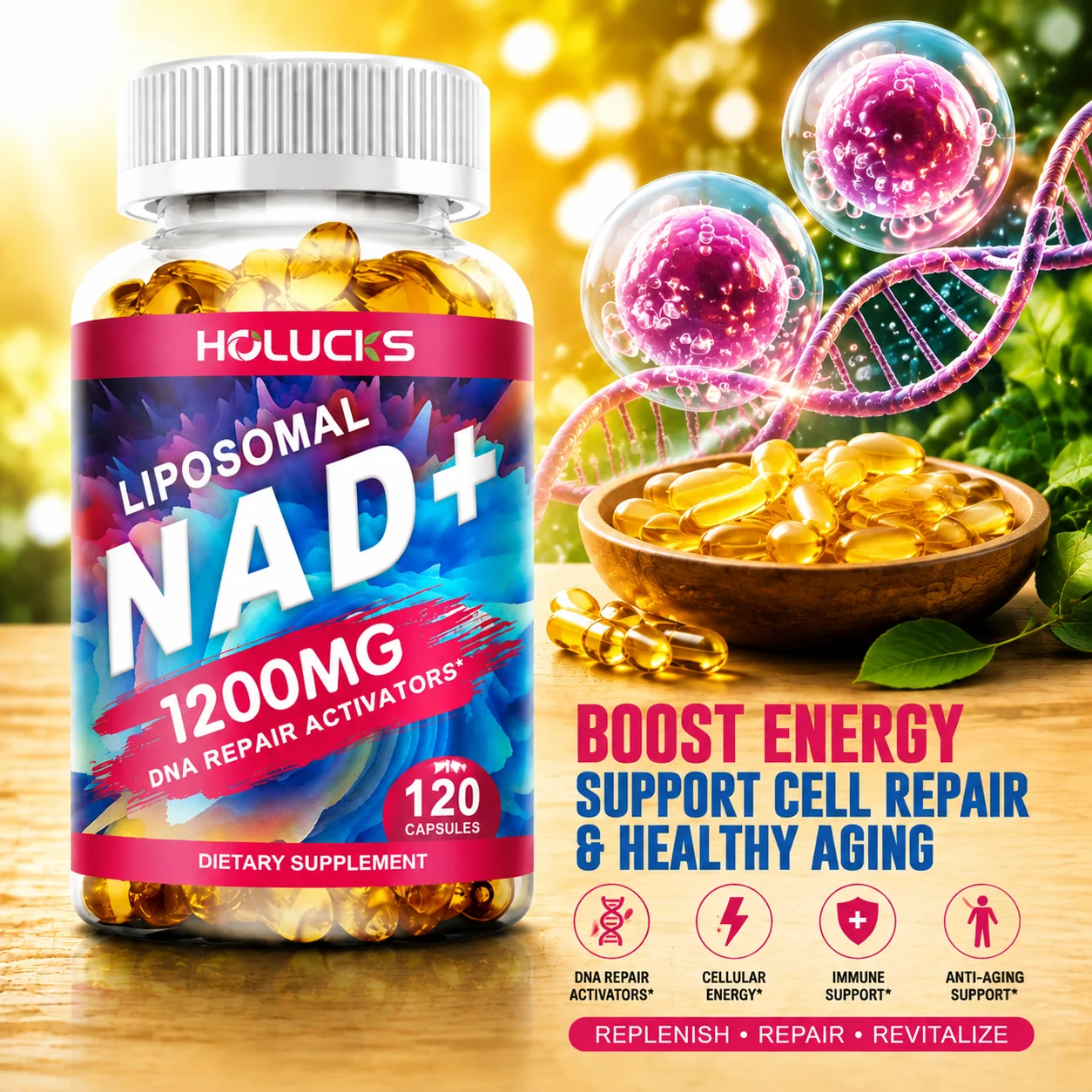 Yimiduk Premium NAD+ Supplement, for Brain & Heart Health, Cellular Renewal, Healthy Aging, Overall Vitality, GMP Certified