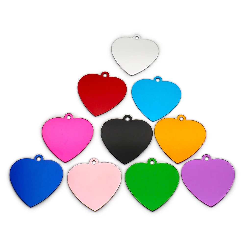 Wholesale 20pcs Heart Name Pet Tags ID Cumstom Personalized Dog Cats ID Tags Engeraved For Dog Cat Name Charm ID Tag Collar Pet