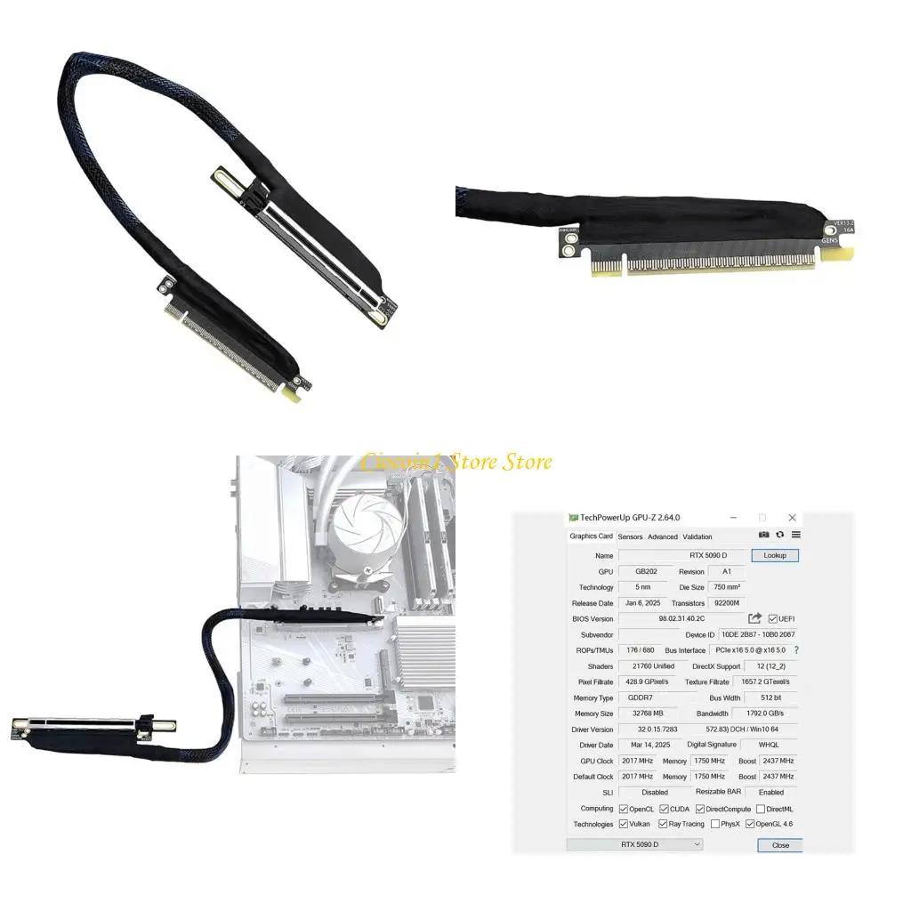 A3PC 270 Degree Angled PCIe 5.0 x16 Graphics Card Cable Braided Durability 64GT/s
