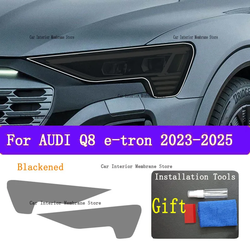 For AUDI Q8 e-tron（2023-2025）TPU Car Exterior Headlights Anti-Scratch Protective Film Headlamps Repair Sticker Accessories Refit