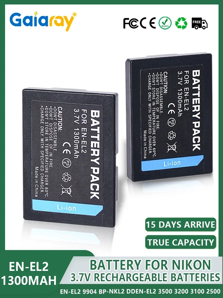 Akumulator do aparatu EN-EL2 1300mAh 3.7V Li-ion do Nikon Coolpix BP-NKL2 3500 3200 3100 2500 EN EL2 — zdjęcie produktu 6