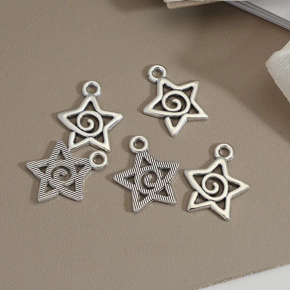 20pcs/lot--16x20mm Cute Swirl Spiral Stars Pentagram Charms Helix Spire Pendants For Diy Jewelry Making Supplies Accessories