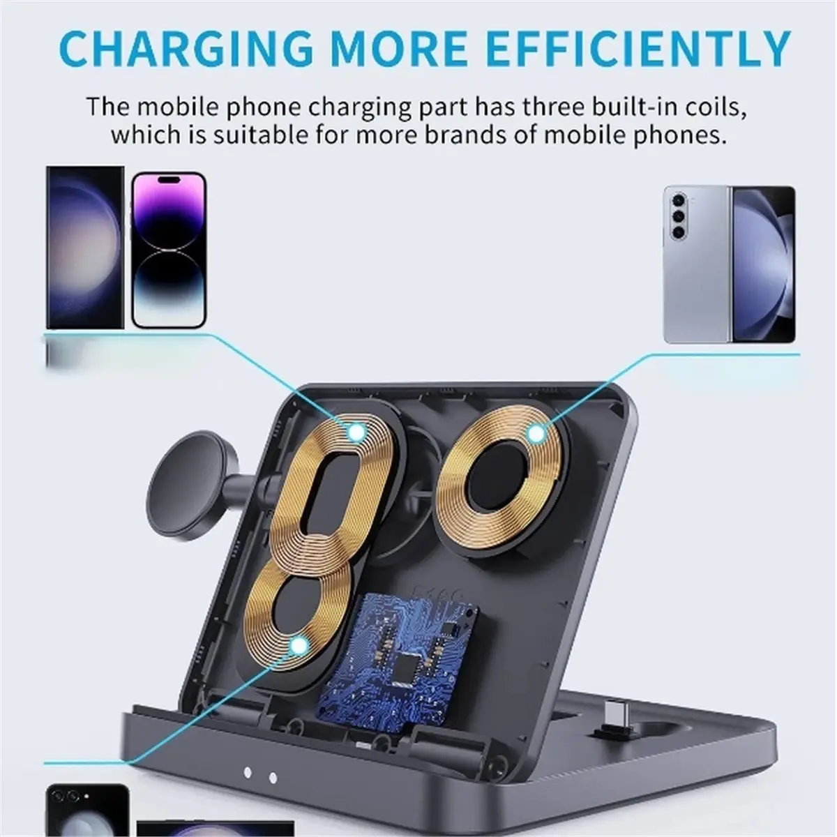 Foldable Wireless Charger for Z Fold 7 6 for Galaxy S24 S25 Ultra Wireless Charger Stand