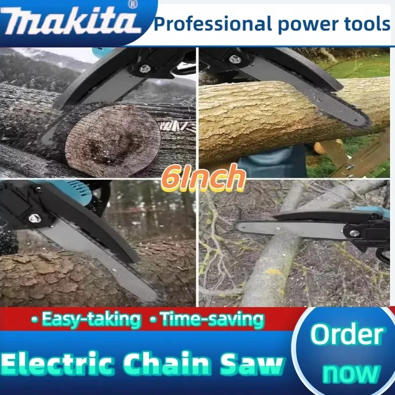 ماكيتا 6 بوصة سلسلة المنشار 18 فولت بطارية منشار كهربائي يده المحمولة قطع الأشجار الخشبية بالمنشار حديقة تشذيب الخشب أداة السلطة #3