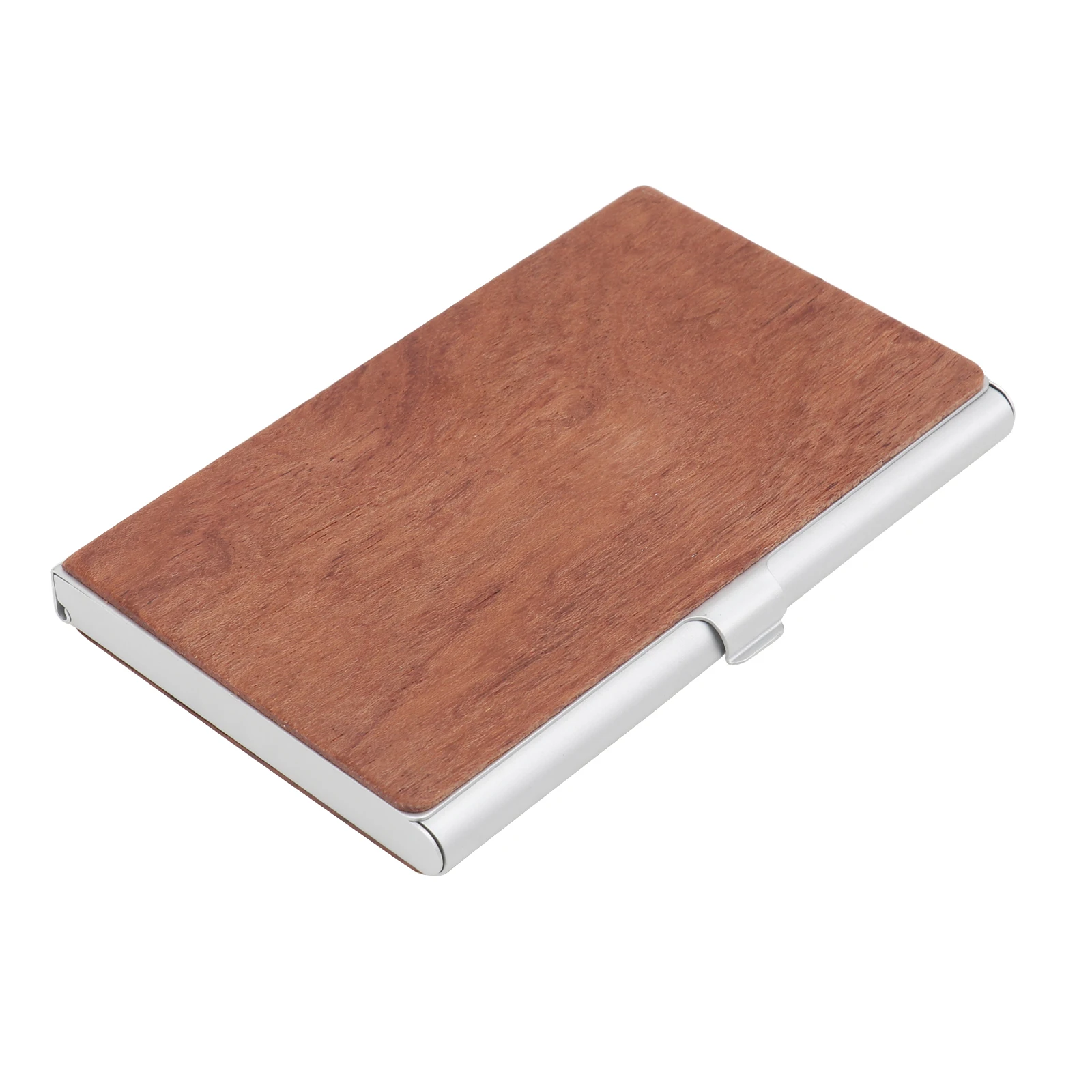 

Metal Solid Wood Business Card Box Container Name Cards Holder Storage Portable