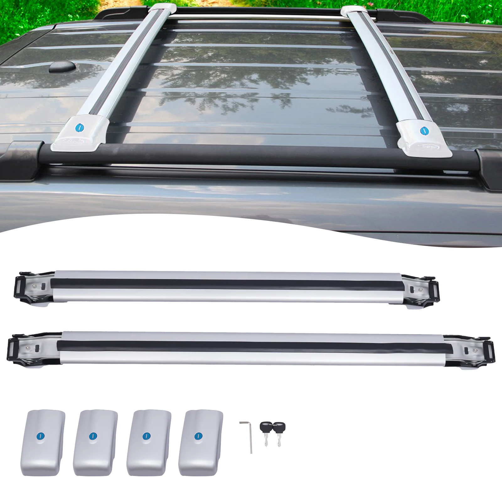 150kg Roof Rack Cross Bars Compatible for 2013-2018 RAV4 Luggage Cargo Bag Crossbars Camping Gear Bike Carrier with Locks