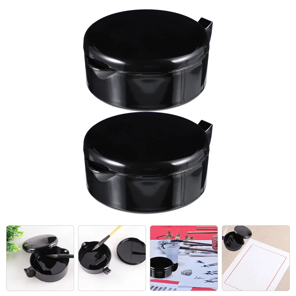 

2pcs Multi-Function Ink Dish Durable Calligraphy Tray Practical Inkwell Chinese Painting Tool Sturdy Ink Plate For Art Drawing