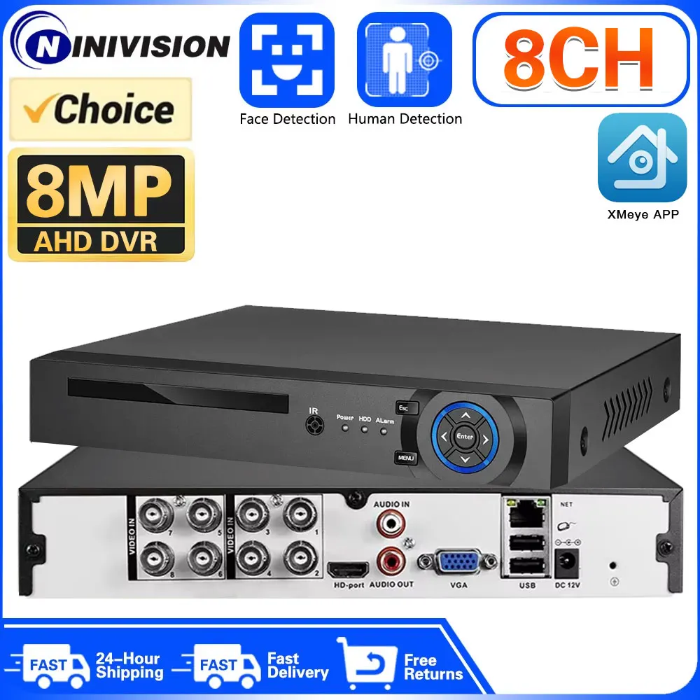 

8 Channle 4K CCTV DVR Hybrid 8MP 6 IN 1 AHD CVI TVI CVBS Security DVR NVR Recorder 8CH XMEYE Video Surveillance Recorder H.265