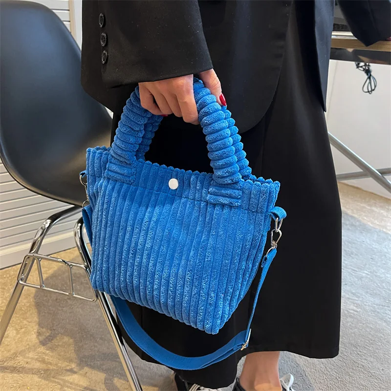 1 pièces femmes couleur unie velours côtelé en peluche sac fourre-tout sac à main bandoulière sac à bandoulière petit mode décontracté quotidien sac à main