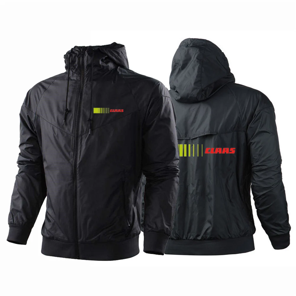 

2024 New Men Claas Printing Spring and Autumn Windproof Hooded Color Matching Windbreaker Fashion Tops