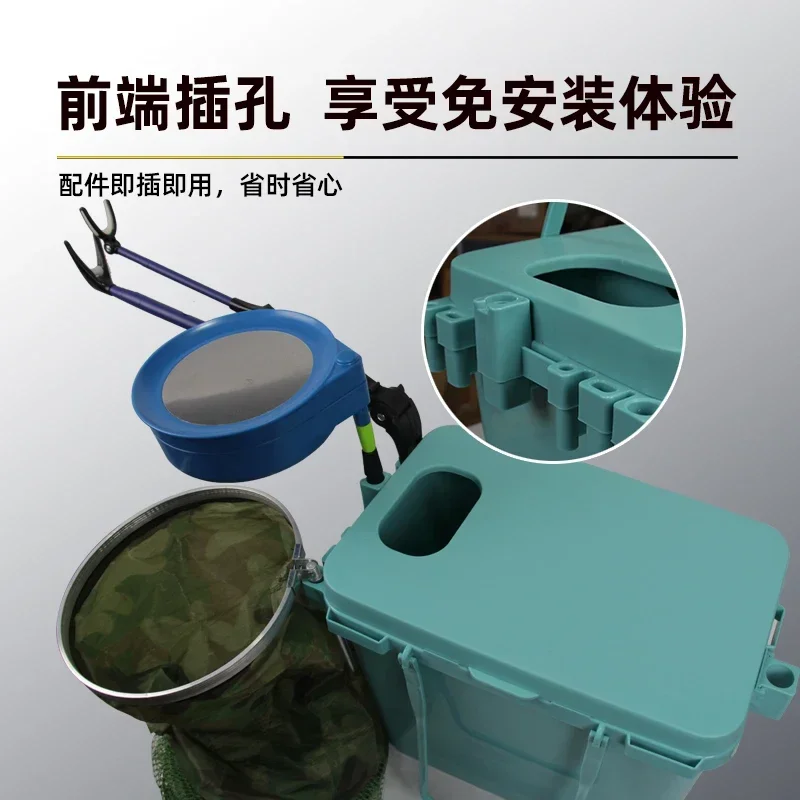 apply  fishing bucket can sit on people, multi-functional square thickened hand-held fishing bucket, double shoulder back lure