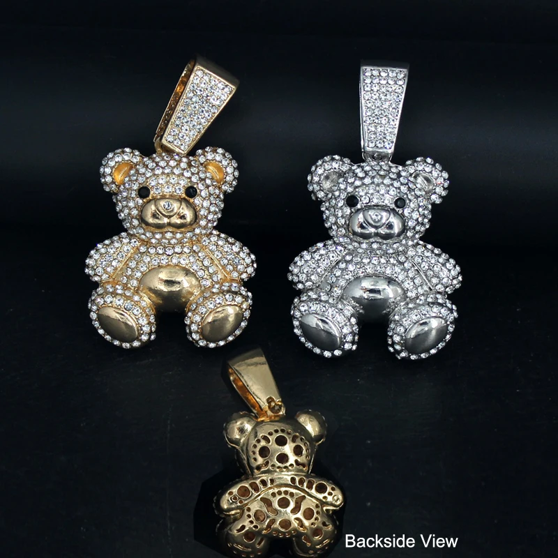 Hip Hop Iced out Rhinestone Pendant Big Animal Lion Shark Tiger Panda Designs for Cuban Link Chain Jewelry for Women And Men