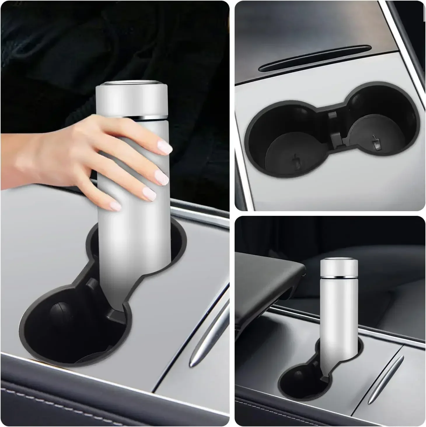 Per Tesla Model 3/Y Center Console Water Cup Holder limitatore Premium TPE Sleeve Pad con funzione di archiviazione aggiorna la tua auto Amagi