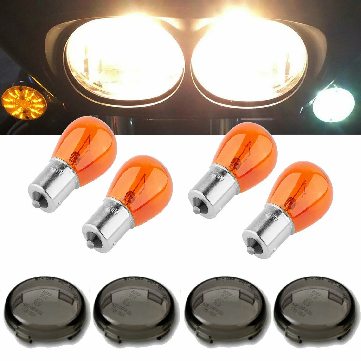 Single Filament Bulbs Lens Turn Signal 2002-Up Replacement 4 Sets ABS Covers For Softail for dyna Single Filament