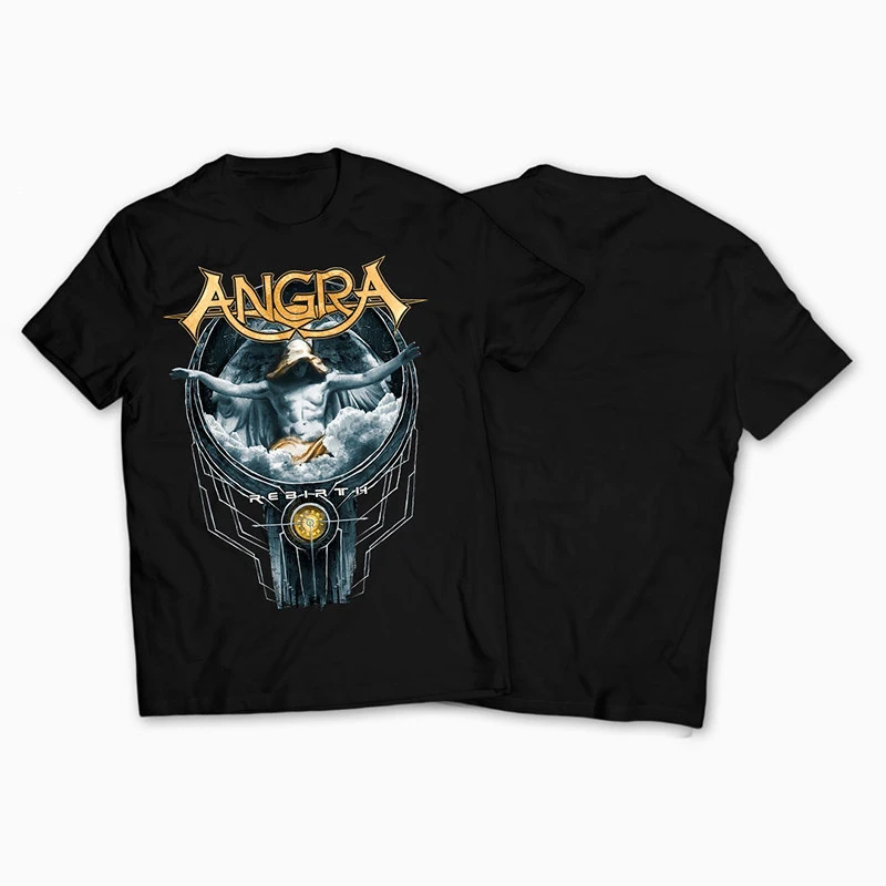 Y2k Angra Flame Goddess Band Brazilian Power Metal Rock Punk Style European High Street Retro Short-Sleeved Men's T-Shirt