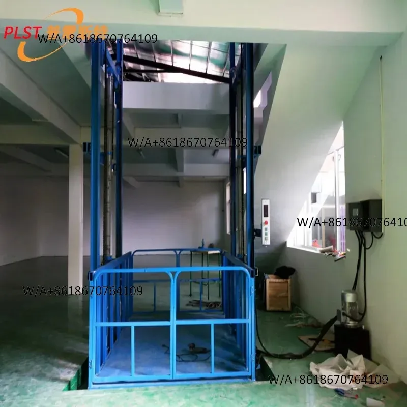 Heavy-duty guide rail type hydraulic lift freight elevator workshop warehouse simple fixed chain 10 tons small two-layer lift