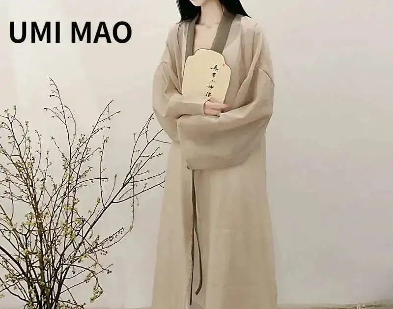 UMI MAO Chinese Style Jacket Zen Style Stitching Irregular Vintage Loose Cardigan Sun Protection Shirt Women Coat Femme