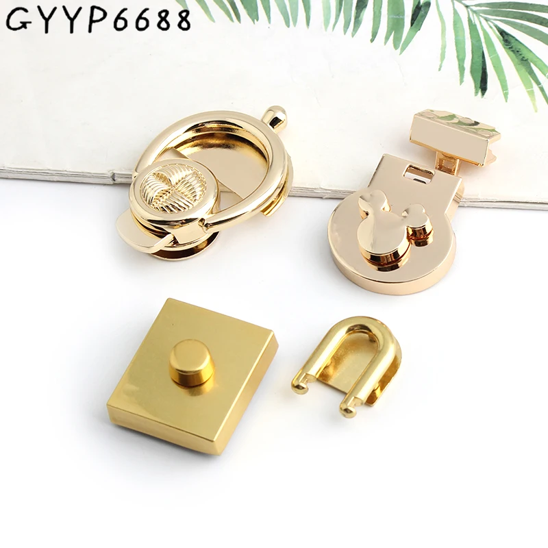 

1-20Sets Light Gold Satin Gold Dull Gold Lock Metal Clasps For Handbag Bag Purse Luggage Hardware Closure Bags Accessories