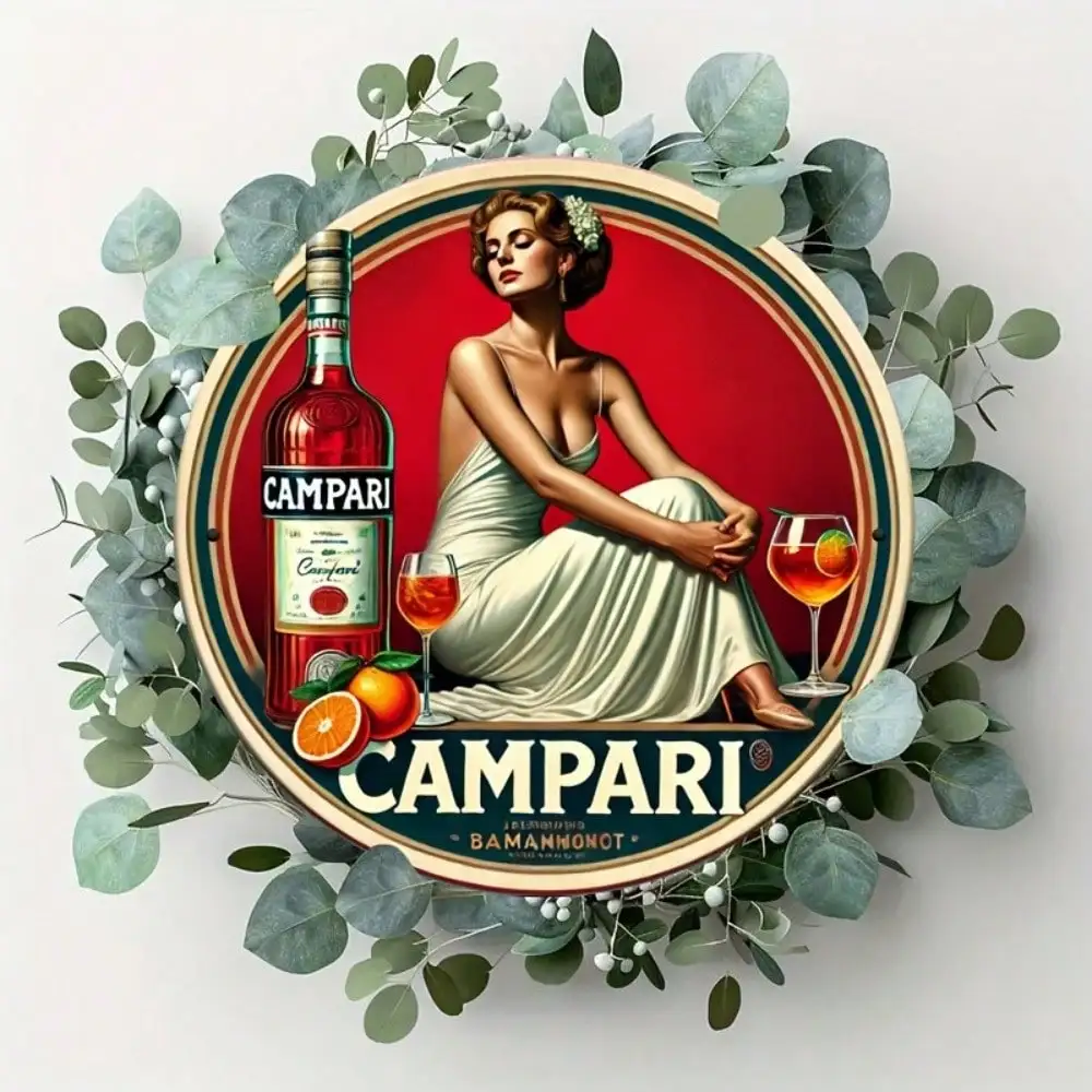 Campari معدن القصدير تسجيل الرجعية جدار ديكور كلاسيكي خمر الألومنيوم بار مقهى