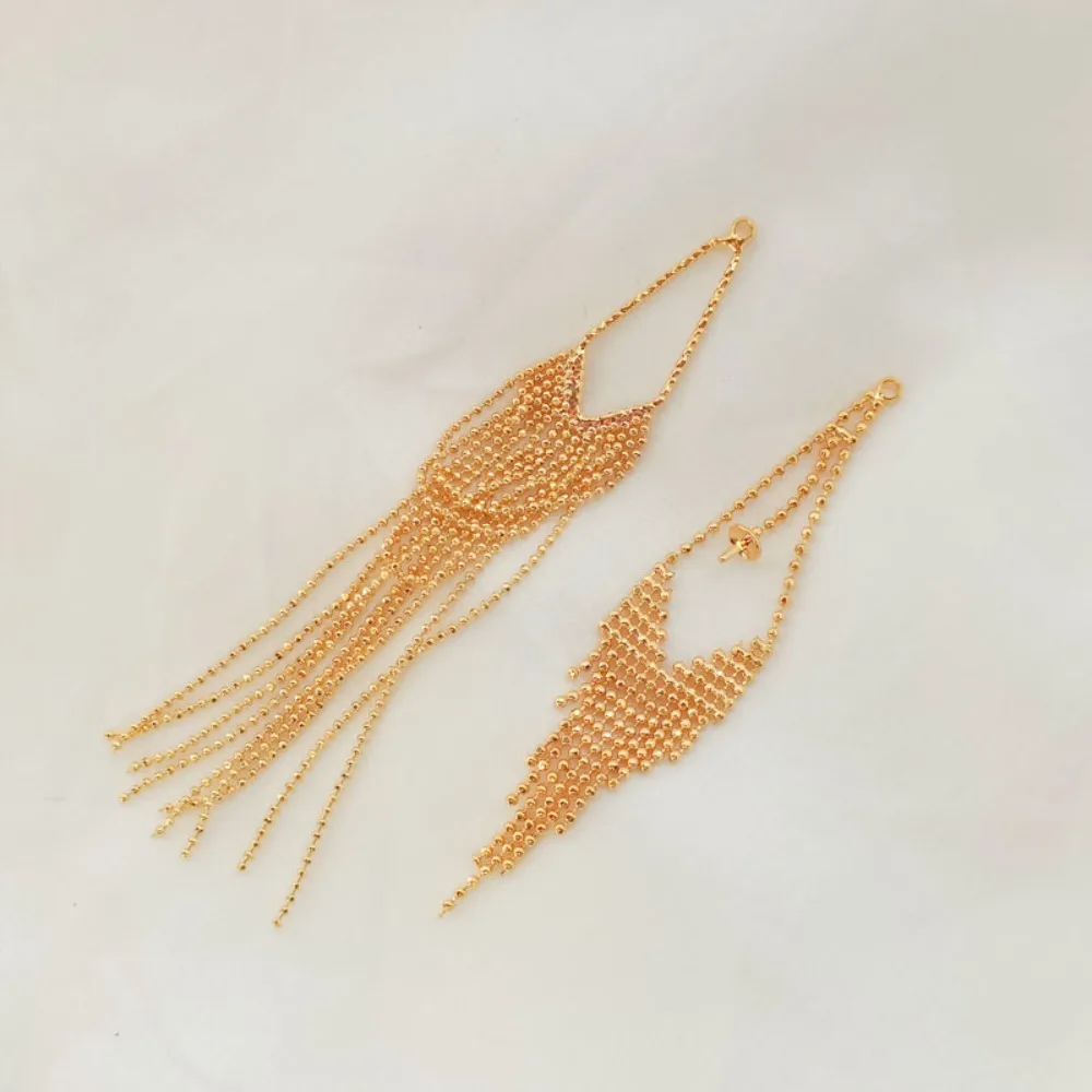 14K Gold-plated Bead Chains Tassels Pendants Earrings Hanging Stands Hand-made DIY Material Accessories Stuck with Pearls