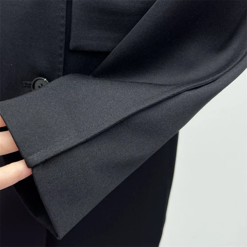 Immagine 7: Giacca da donna 2026 estiva nuova, doppiopetto, slim fit, a maniche lunghe, in misto lana, casual, lunga, stile gonna a abito
