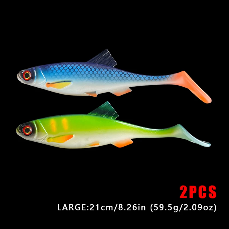 Weiche Plastikköder, lebensecht, 2 Stück, Bassköder, vormontierte Angeljigs für Süß- und Salzwasser, Paddle-Tail-Schwimmköder für Forellen – Detail 9