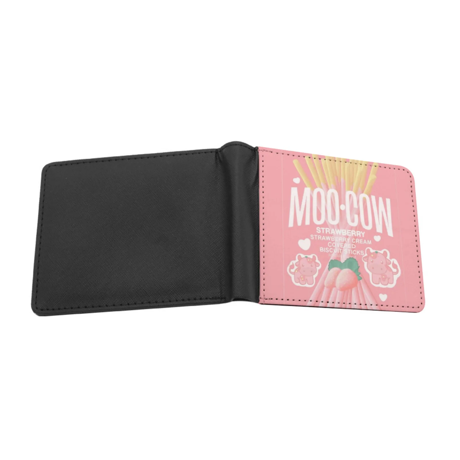 Strawberry Cow Pocky New Print Wallet Short Men Wallets Credit Card Holder Purses Strawberry Cow Strawberry Pocky Cow