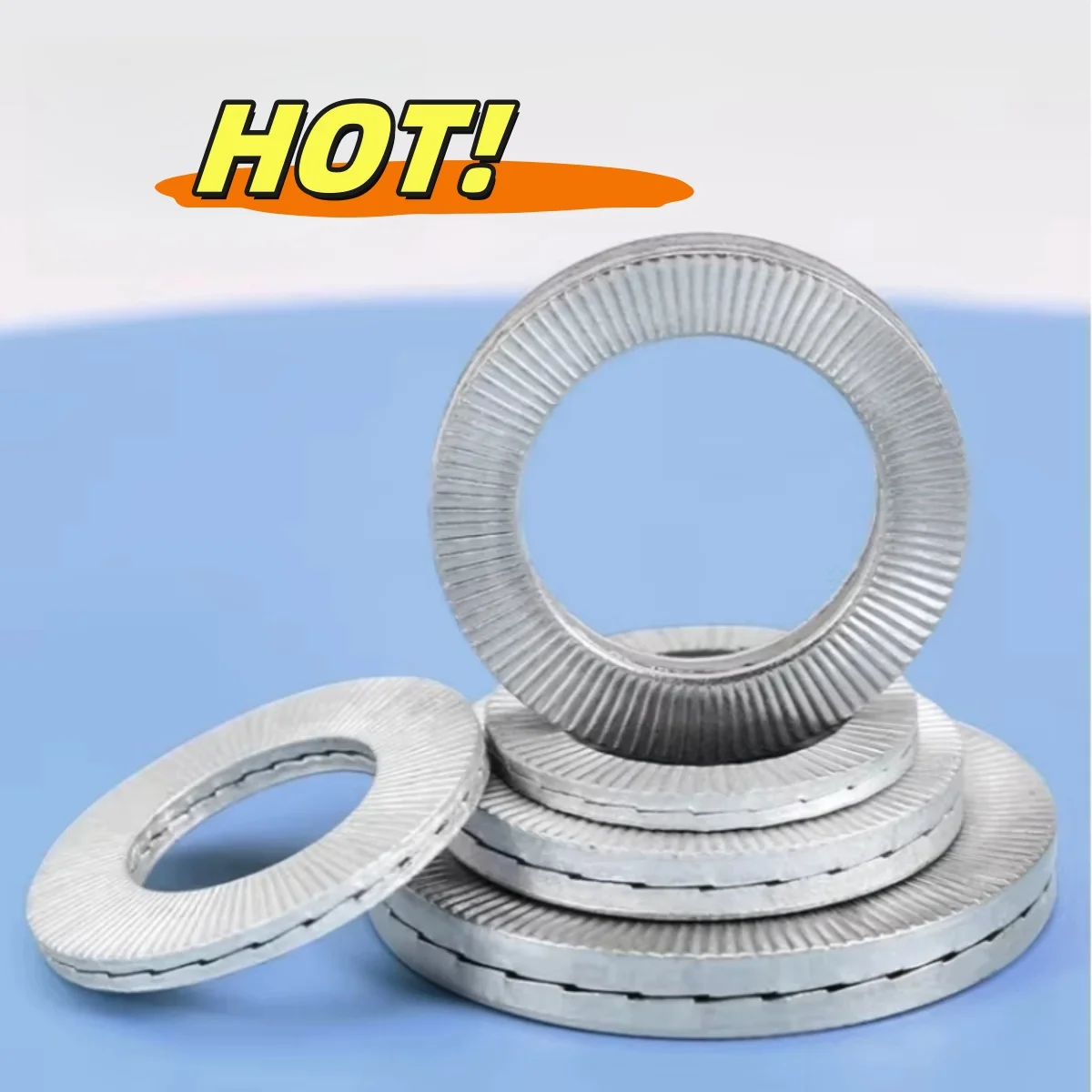 M3M4M5M6~M42 Stainless Steel Dacromet Anti-Loosening Shockproof Lock Gasket Safety Spacer DIN25201 Double Fold Self-Lock Washer