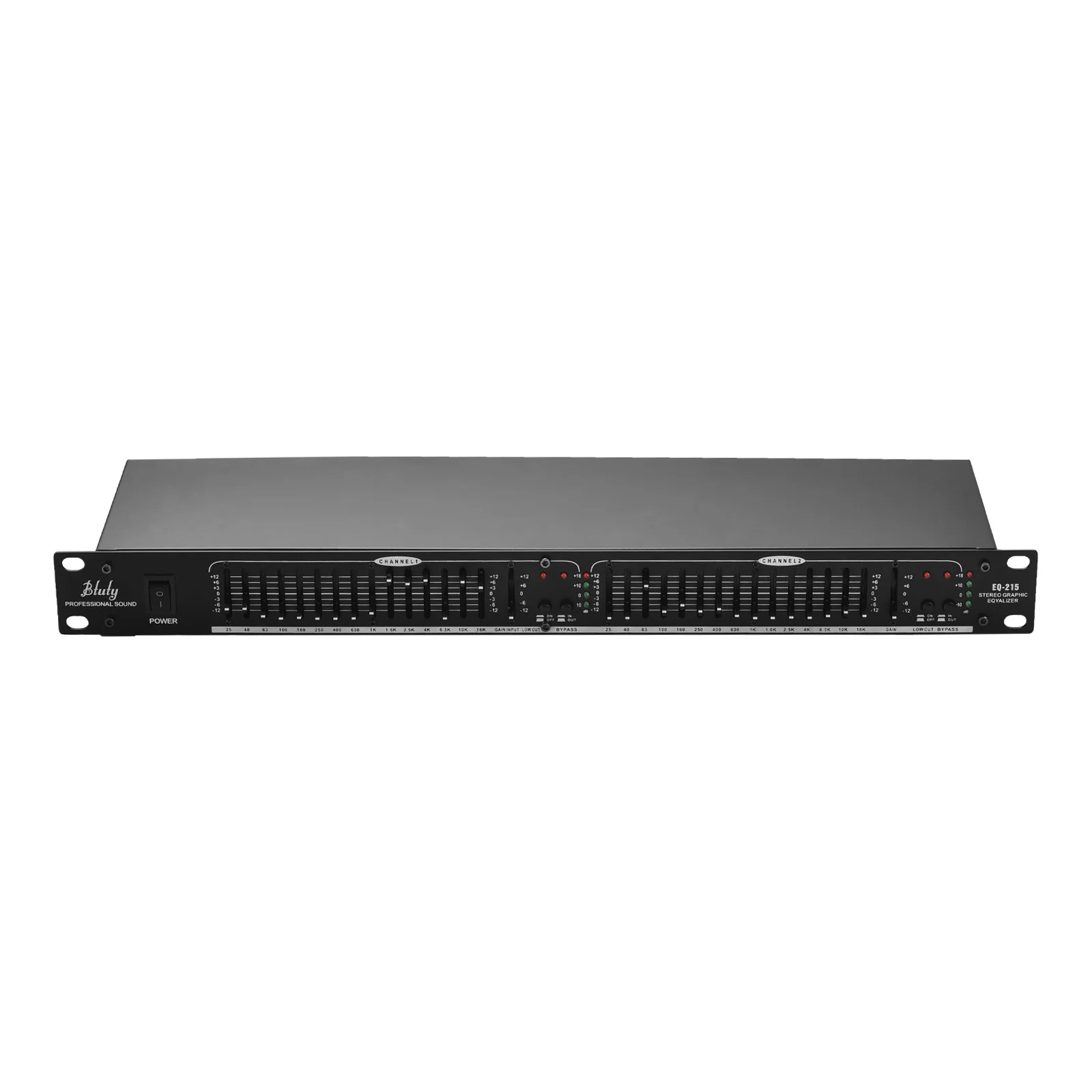 Btuty EQ-215 Dual Channel 15-Band Equalizer 1U Rack Mount 2-channel Stereo Graphic Equalizer