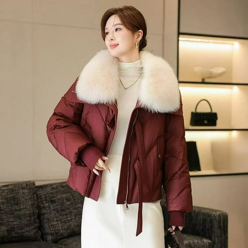 

A Pure Color Short Cotton-padded Coat for Women 2026 Winter Fashionable Youthful Loose Fur Collar Thickened Cotton-padded Jacket