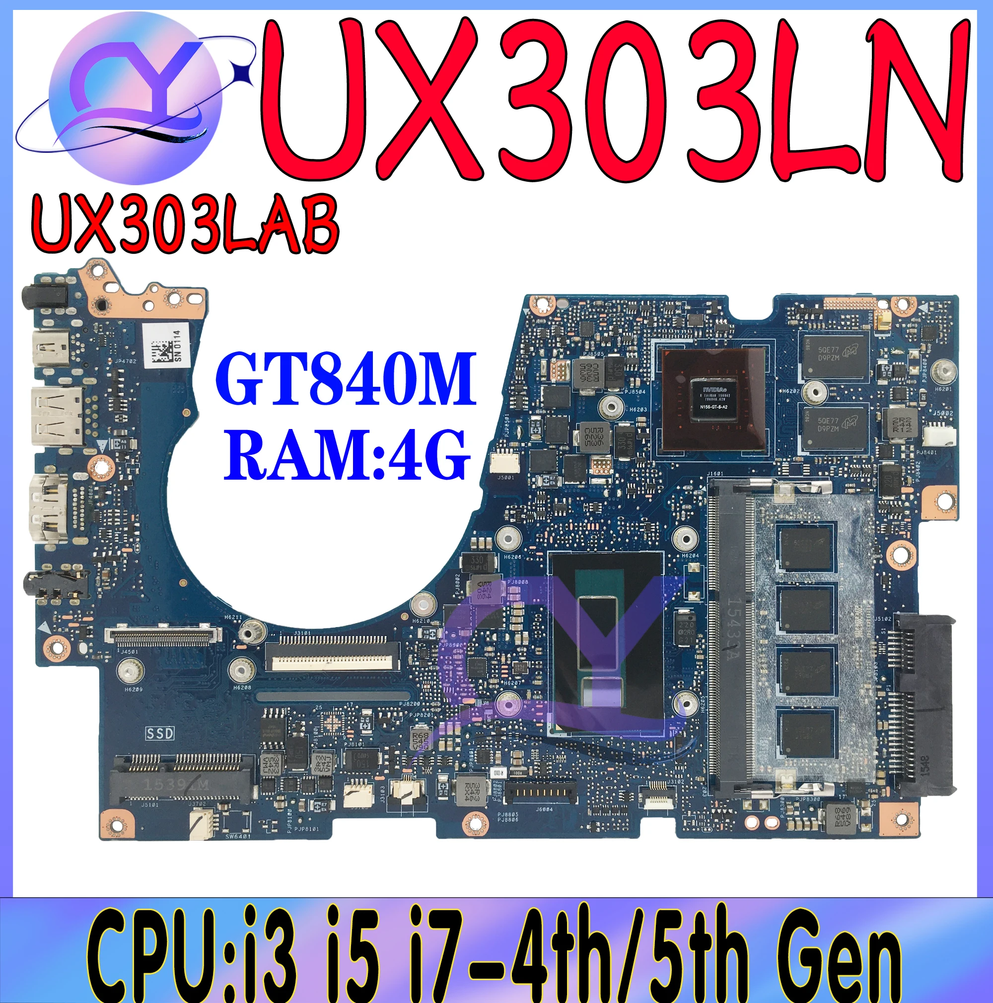 UX303LA Mainboard For ASUS UX303LN UX303LAB UX303LB UX303LNB U303L Laptop Motherboard With i3 i5 i7-4th/5th 4G UMA/GT840M/GT940M