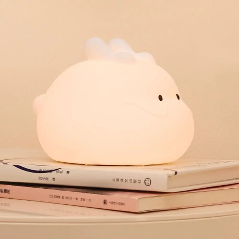 Gifts Creative Dragon Shaped Night Light Cute Animal Soft Silicone Nursery Light Touch Sensor Warm Color Night Lamp Bedside