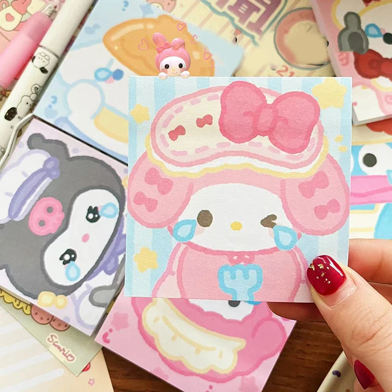 50 Vellen/Boek Cartoon Anime Sanrio Hello Kitty Plakbriefje Zelfklevende Tranen Pad Memoranda Briefpapier Kantoor School Supplie