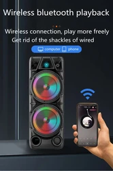 80W Outdoor Dual 8-inch Speaker Square Dance Bluetooth Speaker Portable Wireless Card Subwoofer K Song Large Soundbox 3D Stereo