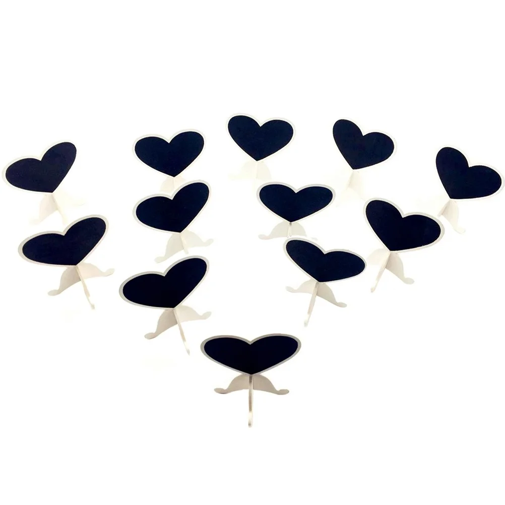 

12pcs Heart Shaped Blackboard Mini Chalkboards Wooden Signs with Stand for Wedding Party Labels Home Decorations