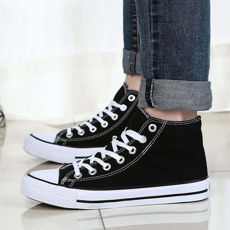

New Classic High Top Comfortable Sports Flat Walking Comfortable Sneakers Fashion Breathable Vulcanized Leisure Canvas Motorbike