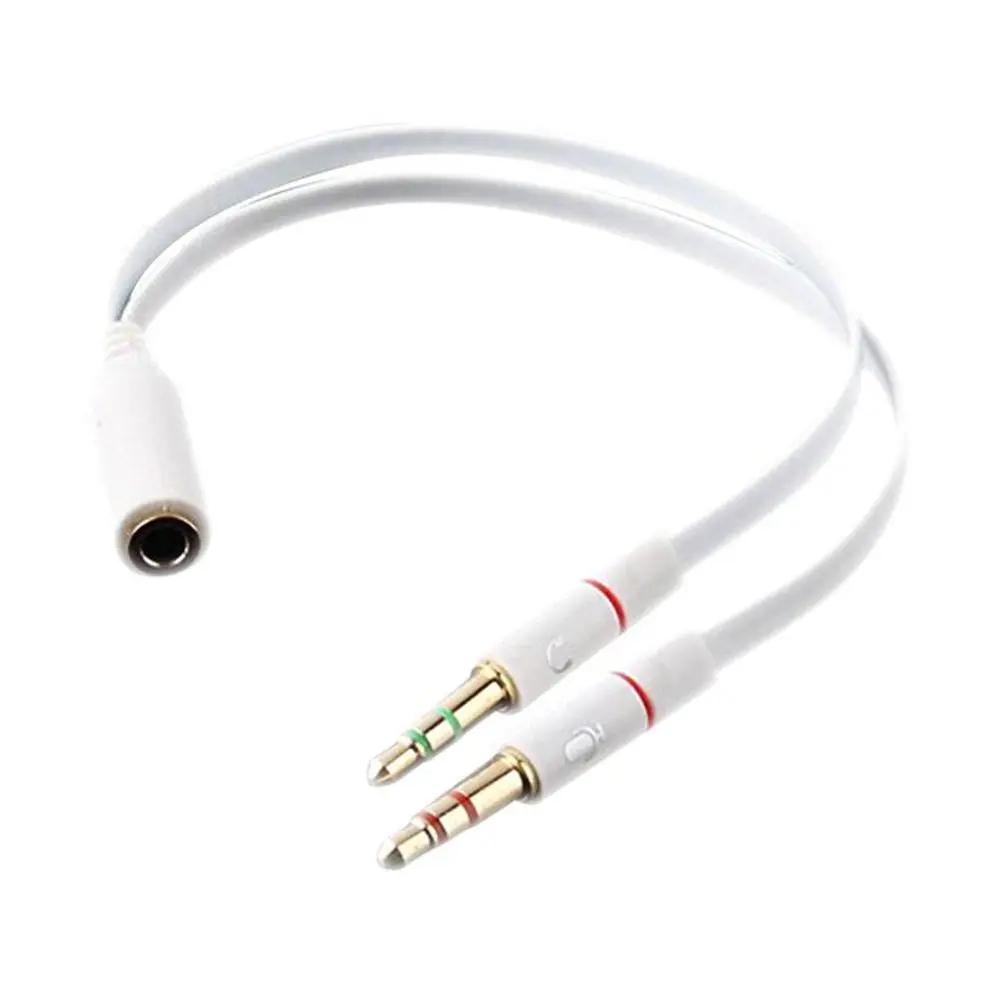 

To Laptop PC Micphone 1 Female to 2 male Y Splitter Adapter 3.5 mm Audio Cable